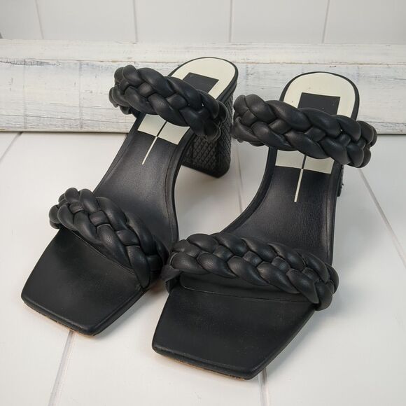 Dolce Vita Shoes - Dolce Vita Paily Black Stella Braided Straps Slip On Heeled Sandals Size 10